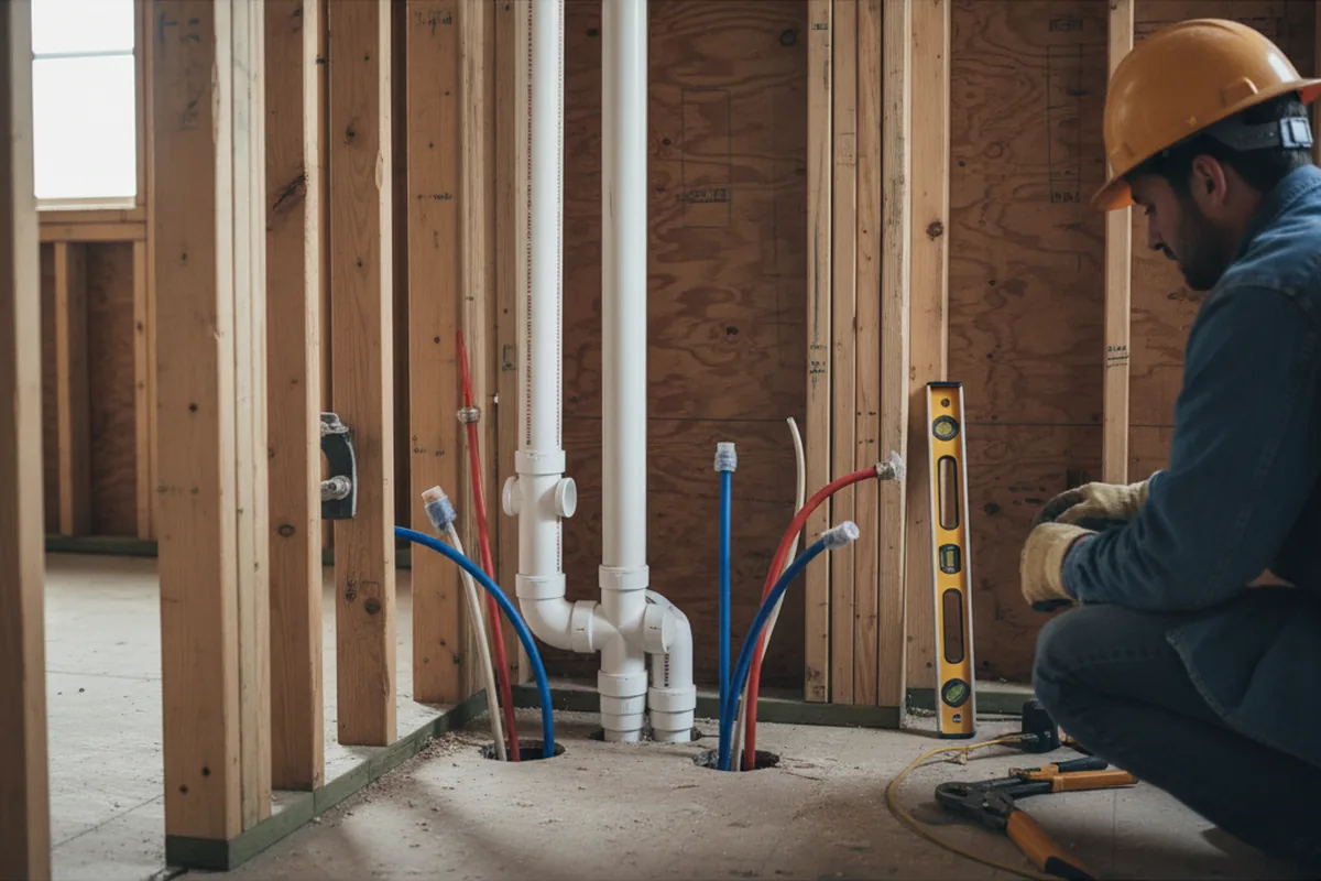 Drain and supply rough-in during Leak Detection in Tuckerton