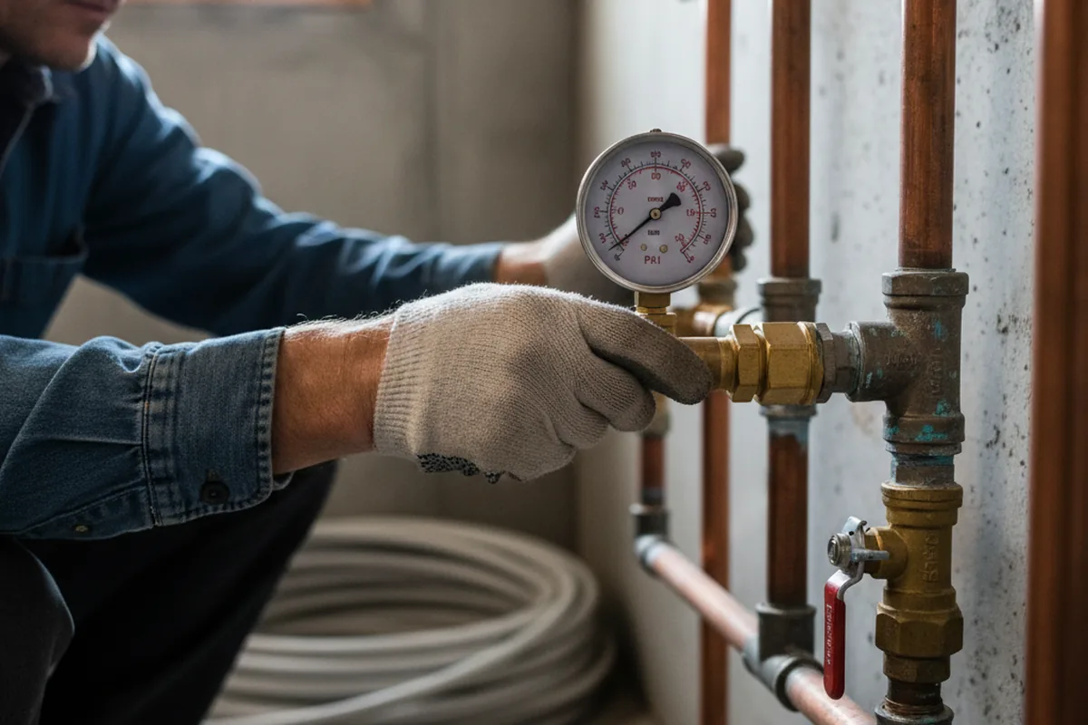 Pressure testing a repaired line during Water Line Repair in Tuckerton
